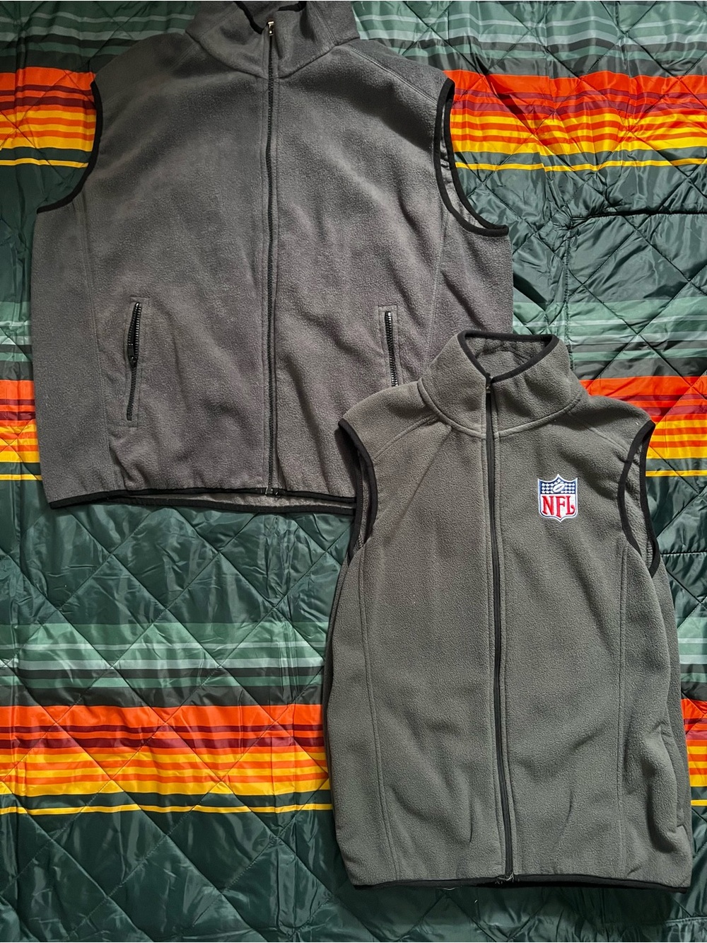 NFL Gray Fleece Zip Vest with Patch Logo